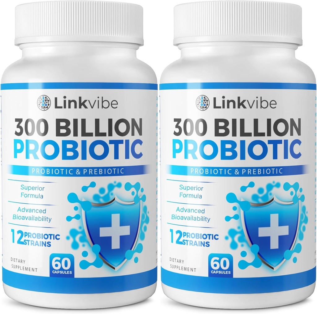 Probiotic 300 Δισεκατομμύρια CFU - 12 Στελέχη με Βιολογικά Πρεβιοτικά για Digestive & Gut, Ανοσοποιητικό, Bloating Health - Προβιοτικά για γυναίκες και άνδρες - Καθημερινή Γαλακτοκομικά Χωρίς, Ράφι Σταθερό - 120 Μετρητές
