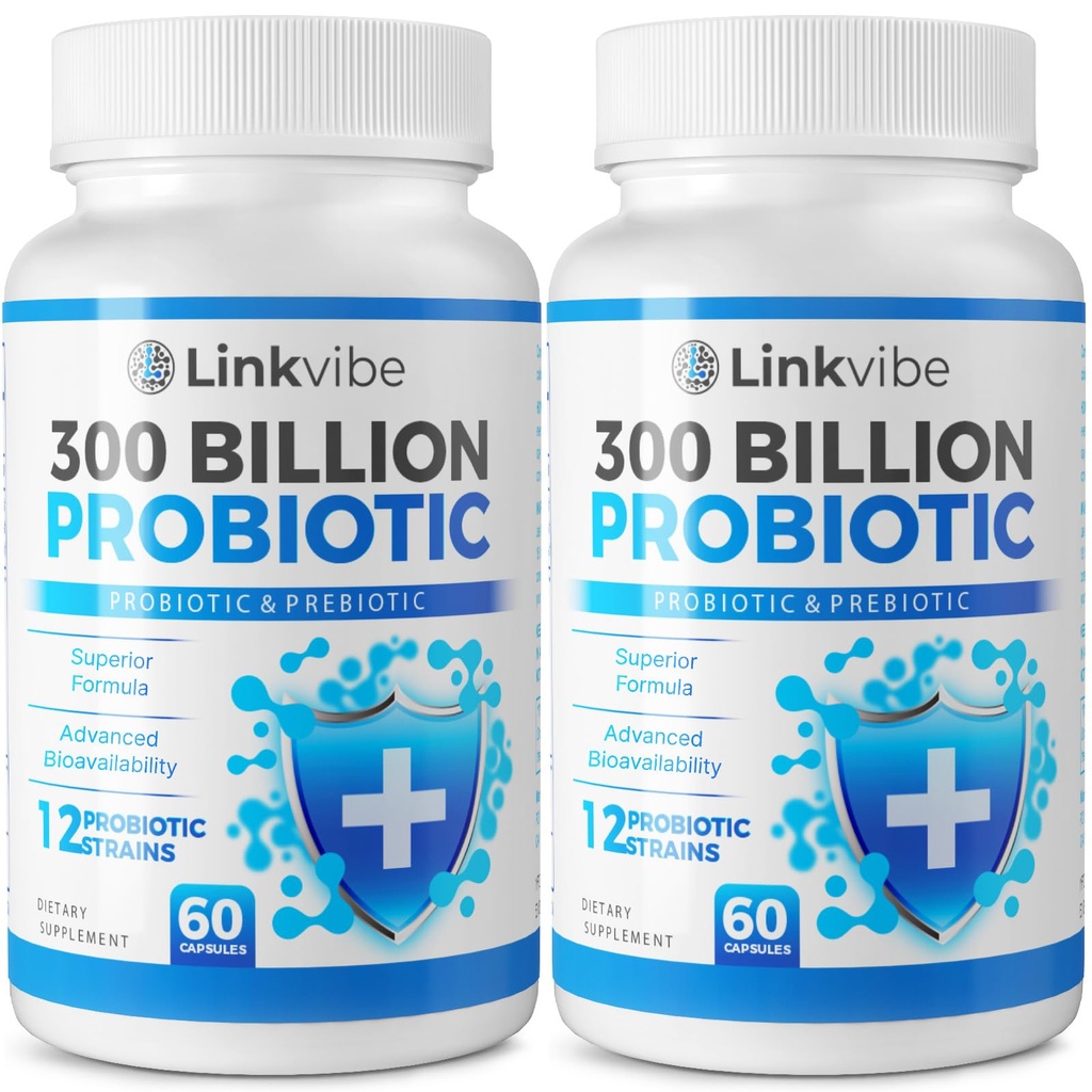 Probiotic 300 Δισεκατομμύρια CFU - 12 Στελέχη με Βιολογικά Πρεβιοτικά για Digestive & Gut, Ανοσοποιητικό, Bloating Health - Προβιοτικά για γυναίκες και άνδρες - Καθημερινή Γαλακτοκομικά Χωρίς, Ράφι Σταθερό - 120 Μετρητές