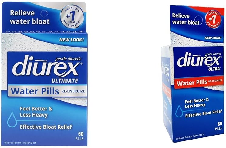 Diurex Ultimate 60 Count & Ultra 80 Count Water Pills Bundle - Μέγιστη δύναμη Diuretic για Prompt Bloat Relief
