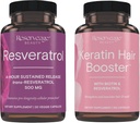 Reservage Beauty, Resveratrol 500 mg, Αντιοξειδωτικό συμπλήρωμα για την καρδιά και την κυτταρίτιδα υγεία 30 Caps & Κερατίνης Hair Booster με Biotin & Resveratrol, Hair and Nail Growth Συμπλήρωμα 120 Caps