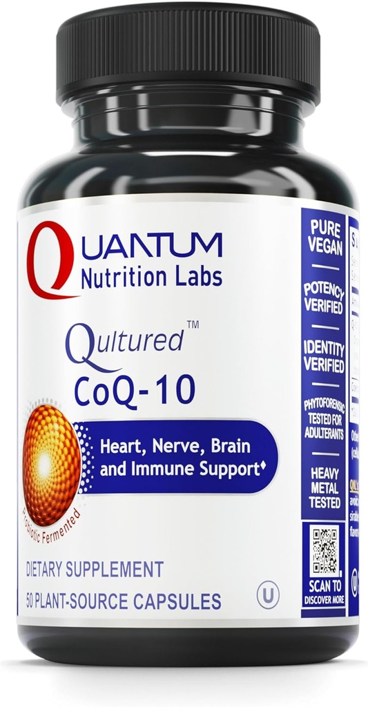 Quantum Nutrition Labs CoQ-10 Qualtured - Coenzyme Q10, Co Q 10 συμπλήρωμα, 100mg κάψουλες για την υγεία της καρδιάς, το νεύρο, και ανοσοποιητική υποστήριξη, Ubiquinol Συνένζυμο Q-10 με κόκκινο άλγη - 60 κάψουλες χορτοφάγων