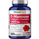 NusaPure D-Mannose Complex 1400 mg (with Hibiscus and Cranberry) - 180 Veggie Caps Non-GMO & Vegan