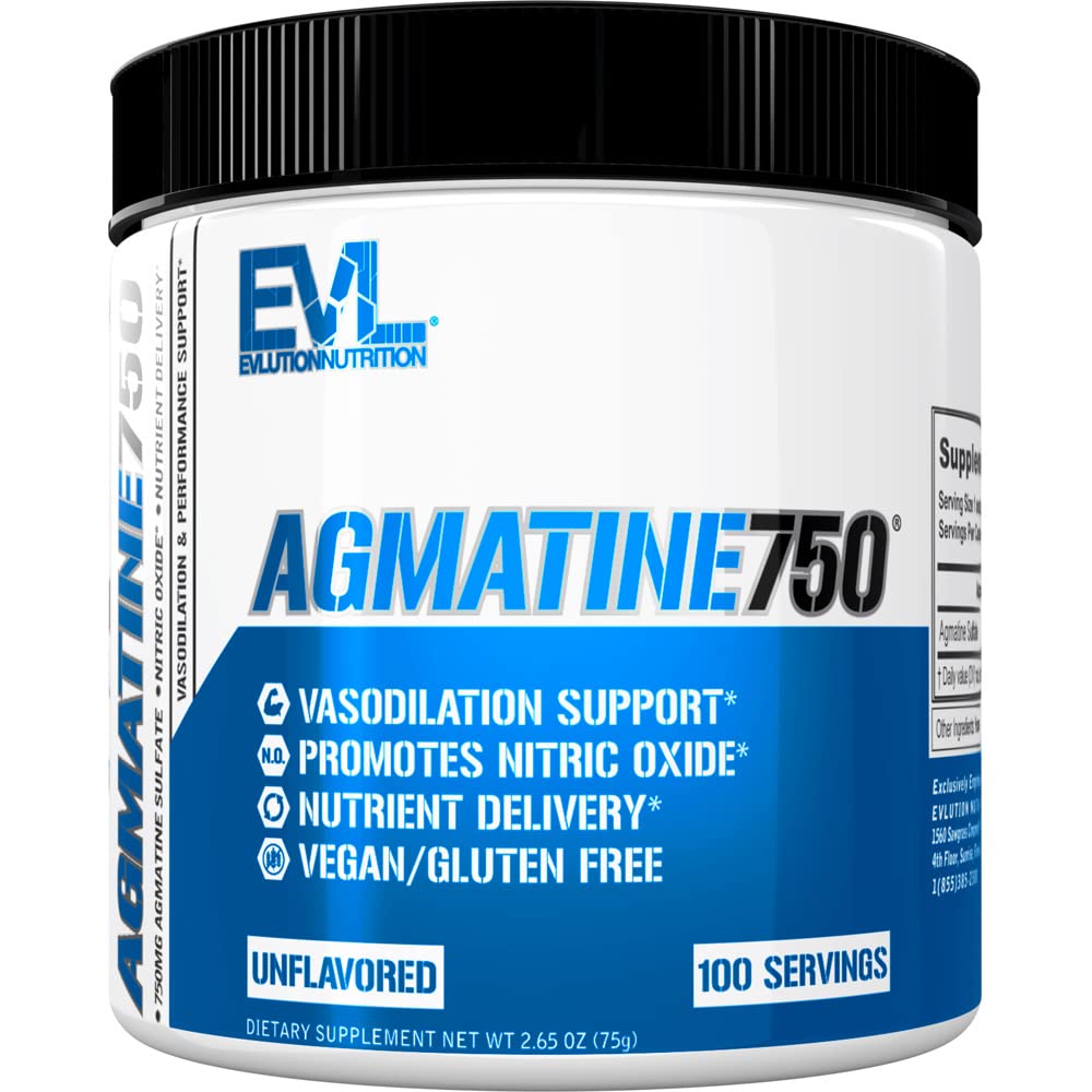 Evlution Agmatine Sulfate Nitric Oxide Powder Nutrition Υψηλή δύναμη Agmatine Sulfate Powder Nitric Oxide Supplement for High Intensity Pumps Muscle Growth Recovery and Performance - Unflaved
