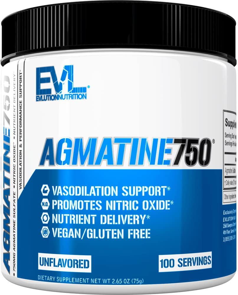 Evlution Agmatine Sulfate Nitric Oxide Powder Nutrition Υψηλή δύναμη Agmatine Sulfate Powder Nitric Oxide Supplement for High Intensity Pumps Muscle Growth Recovery and Performance - Unflaved