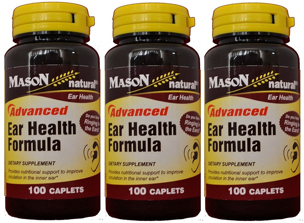 Mason Natural Advance Ear Health Formula Bioflavonoids Plus 100 Caplets ανά συσκευασία φιάλης των 3 Σύνολο 300 Caplets
