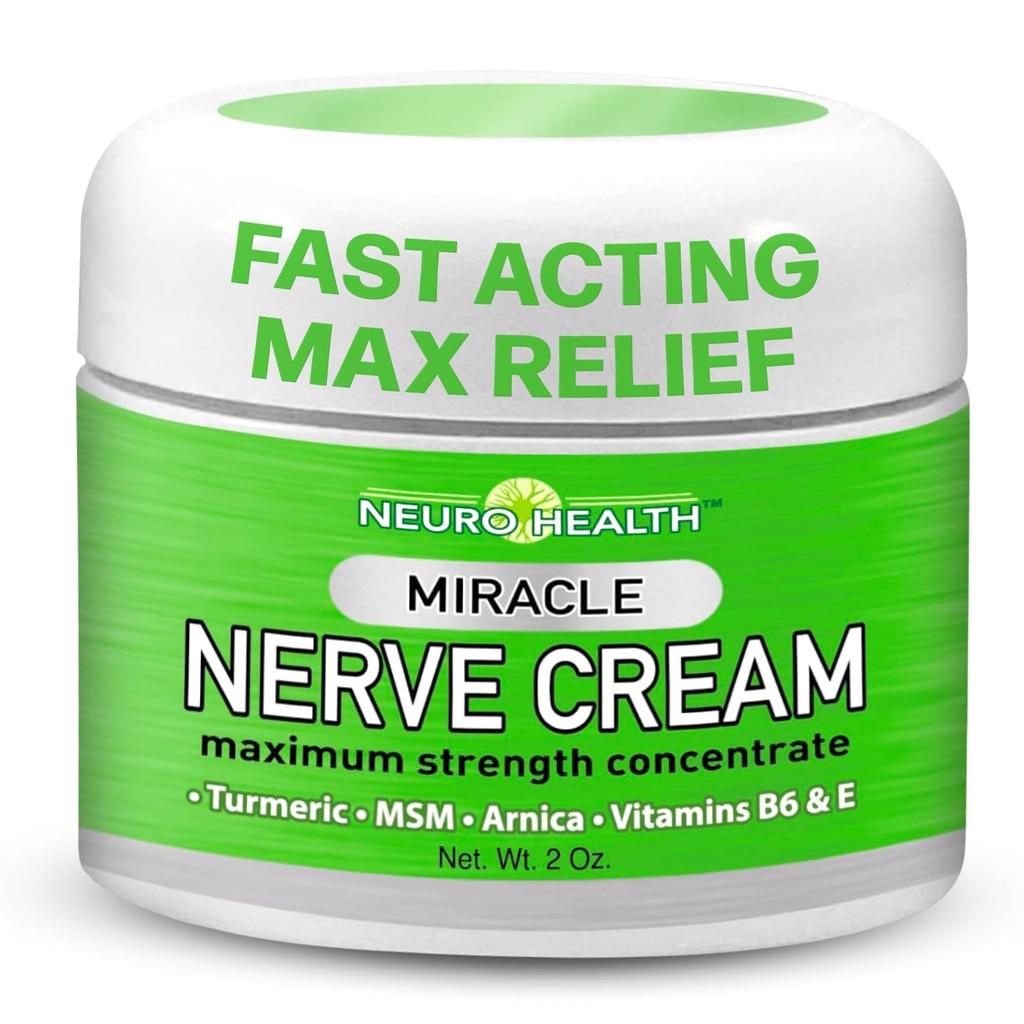Miracle Nerve Cream - Μέγιστη δύναμη - Turmeric και Arnica Blend για την ανακούφιση της νευροπάθειας - Καταπραϋντική φόρμουλα ποδιών & χεριών με MSM, B6, E - Made in USA
