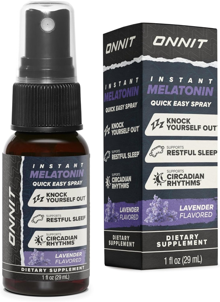 ONNIT Μελατονίνη Υγρή υποστήριξη ύπνου Spray, IGENTM Μη ΓΤΟ Δοκιμάστηκε, Λεβάντα Γεύση, Υποστήριξη ύπνου για ενήλικες, 3mg μελατονίνη ανά σπρέι, 1 fl oz