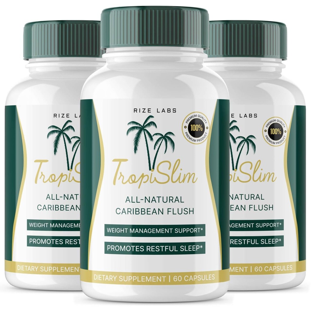 (Επίσημη 3 Συσκευασία) Tropislim, Tropislim All Natural Caribbean Flush, συμπλήρωμα απώλειας βάρους, Tropislim Sliming Κάψουλες για γυναίκες, Υγιεινό στυλ ζωής + Leaner Physique, Τροπικές Κριτικές (180 κάψουλες)