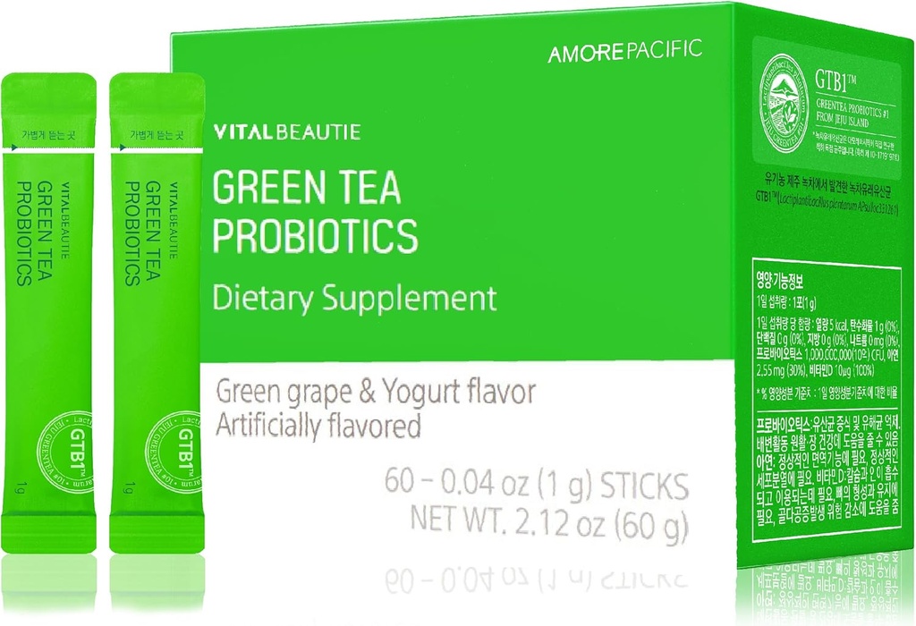 VITALBEAUTIE Πράσινα Προβιοτικά Τσάι (Plant-Sourced Probiotics) Που περιέχουν βιταμίνη D και ψευδάργυρο για την υγεία των ούλων από AMOREPACIFIC Korean Acidophilus Probiotic - 60 Sticks
