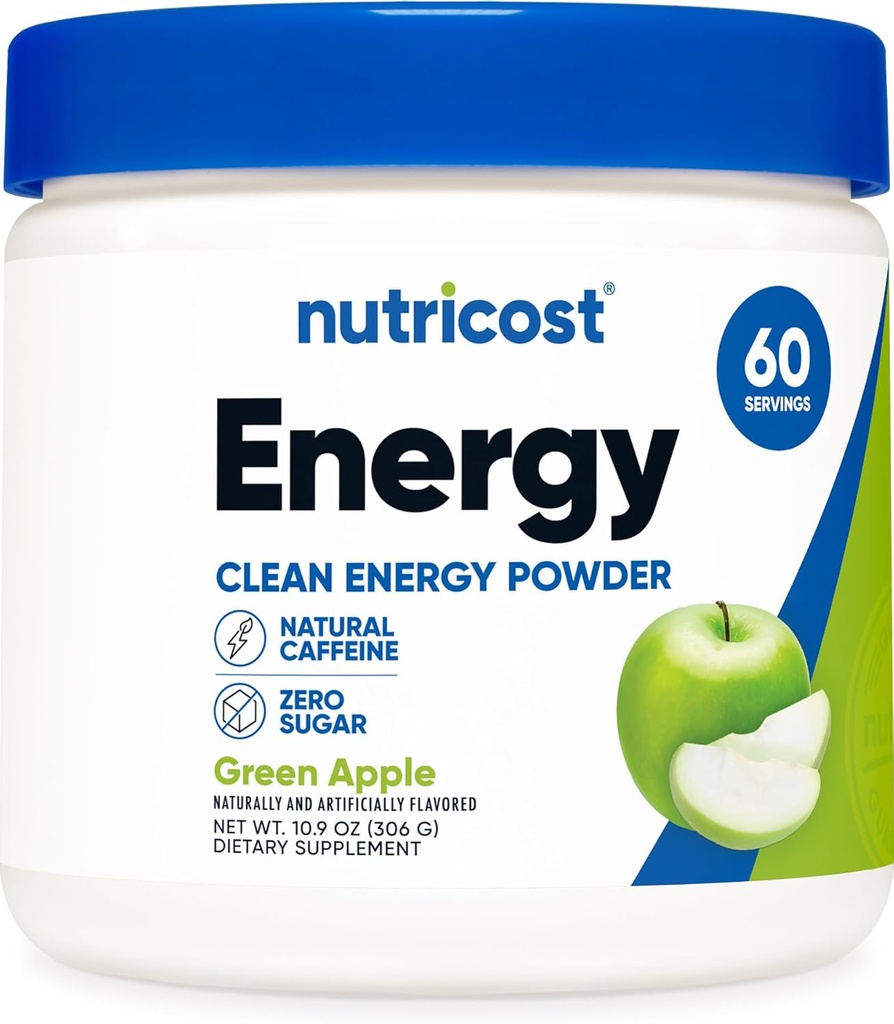 Nutricost Energy Complex (Green Apple) (60 Σερβιέτες) - Καθαρή Ενέργεια σε σκόνη, 300g Συμπλήρωμα διατροφής
