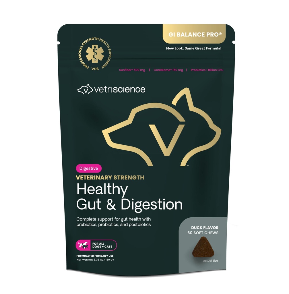 VetriScience Κτηνιατρική δύναμη Υγιεινή κόγχη & Digetion - Pet Digestive Health Supplement for Cats & Dogs - Gut Health & Immune Support - Χαρακτηριστικά Προβιοτικά, Πρεβιοτικά & Μεταβιοτικά - 60 Count