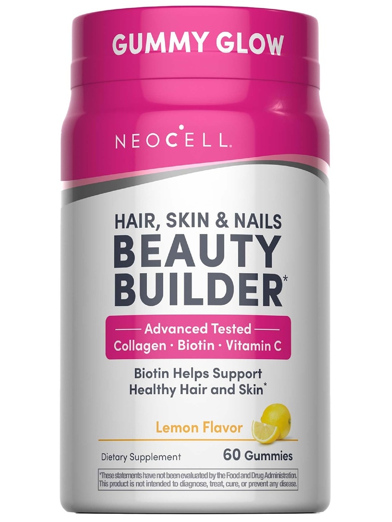 NeoCell Hair Skin and Nails Gummies | 60 Count | Collagen Peptides Plus Biotin | with Vitamins C and E | Advanced Beauty Builder Formula | for Women and Men