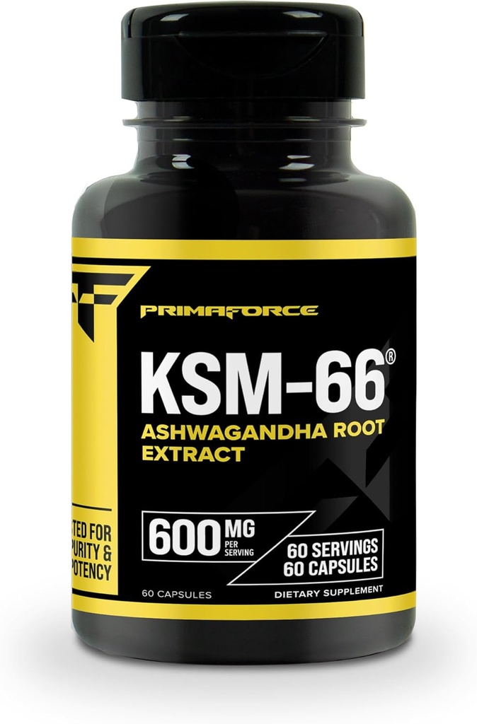 Primaforce KSM-66 εκχύλισμα ρίζας Ashwagandha (600mg) 60 κάψουλες λαχανικών - 5% Withanolides με BioPerine