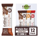 Extend Sugar Free Protein Bars, Perfect Diabetic Snacks, High Protein and Fiber, Hunger Control & Standy Energy, Low Carb, Keto Friendly (12 Count, Variety Pack)