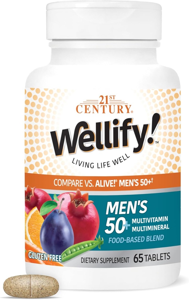 21ος αιώνας Wellify Ανδρικές 50+ Πολυβιταμίνες με Ορυκτά, 65Count