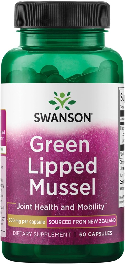 Swanson Green Lipped Mussel (Freeze-Dried) - New Zealand Joint Health & Mobility Supplement - Natural Formula May Support Heart Health & Digestive Function - (60 Capsules, 500mg Each)