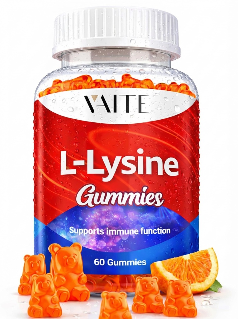 L-Lysine 1000mg Gummies - Υποστηρίζει το δέρμα, Lip, Vegan, Χωρίς γλουτένη, Βιταμίνες για ενήλικες Υγεία ιστού & ανοσοποιητικό σύστημα, Μασώμενα, Amino Acid Vitamin Συμπλήρωμα & Complex Συμπληρώματα, Μη ΓΤΟ