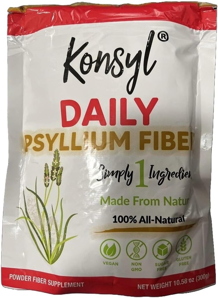 Konsyl Daily Psyllium Fiber - Μη ΓΤΟ, Vegan, Keto-Friendly, Fiber Supplement Powder - Υποστηρίζει Digestive Health - 300g / 10,58 oz (Pack of 01)