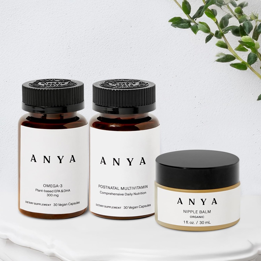 ANYA Multivitamin + Nipple Balm Bundle Postpartum Essentials for Women, Postnatal Supplements for Breastfeeding