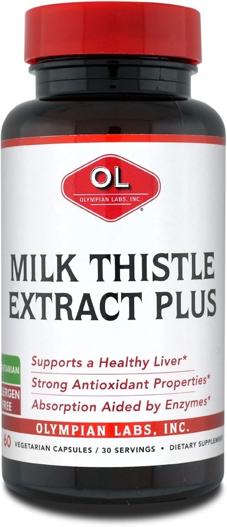 Olympian Labs Milk Thittle Extract Plus Ένζυμα, Αντιοξειδωτικά, Υποστηρίζοντας την Υγεία του ήπατος, 60 Χορτοφαγικά Καπάκια
