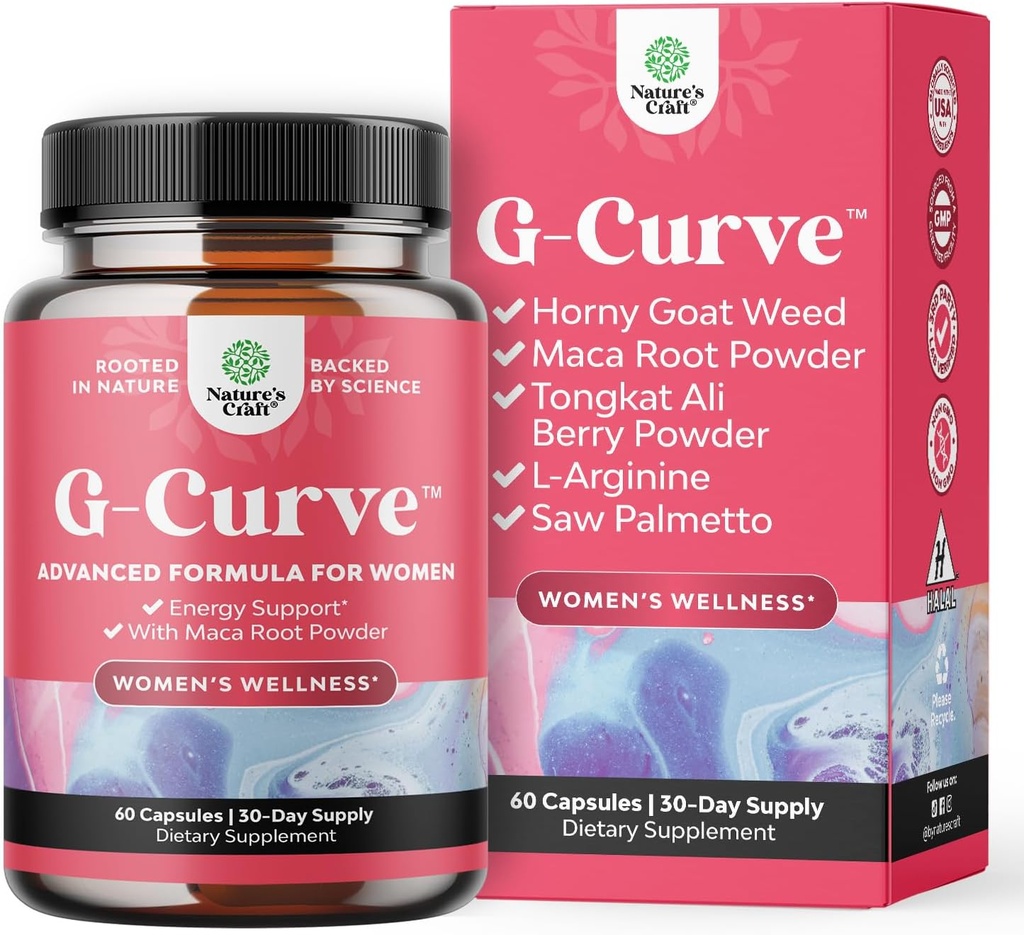 Natures Craft G-Curve Butt and Breast Enhance Pills - Herbal Enhancer Μπορεί να υποστηρίξει καμπύλες γλύπτες σώματος με Saw Palmetto εκχύλισμα Horny Goat Weed for Women * Results Vary 60 Count