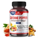 Cayenne Pepper 7 σε 1 - - με Ginger, Turmeric, Cinnamon, Black Pepper - προωθεί τη λειτουργία του συστήματος Digestive (προμήθεια 150 ημερών (πακέτο του 1))