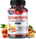 Cayenne Pepper 7 in 1 - - with Ginger, Turmeric, Cinnamon, Black Pepper - Promotes Digestive System Function (150-day Supply (Pack of 1))