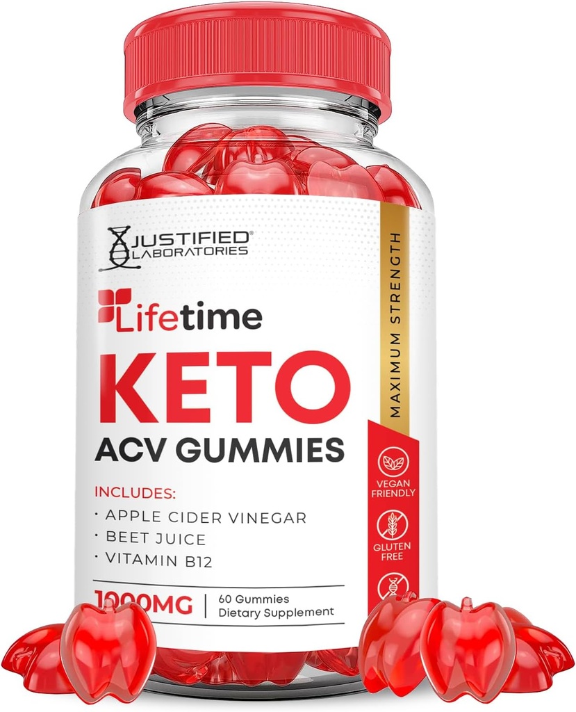 Lifetime Keto ACV Gummies Advanced Formula 1000MG Lifetime Keto Gummies Apple Cider Vinegar Formulated with Pomegranate Beet Juice Powder B12 Vegan Non GMO 60 Gummys
