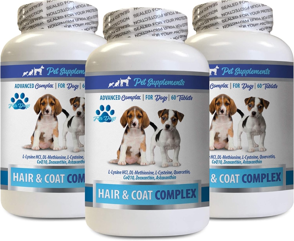 PET SUPPLEMENTS & NUTRITION LLC Dog Coat Treats - Dog Hair and Coat Complex - Itch Relief - Immune Support - Vitamins and Minerals - Dog Vitamin e - 3 Bottles (180 Treats)