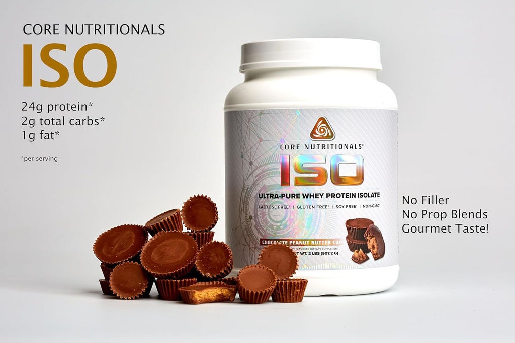 Core Nutritionals ISO, 100% Micro Filtered, Zero Artificial Fillers, 25g Whey Protein Isolate, 32 μερίδες (Chocolate Peat Butter Cup)