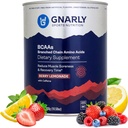 Gnarly Διατροφή BCAA σκόνη, Berry λεμονάδα – πριν από την προπόνηση BCAAS Αμινοξέα – NSF Sport Certified – Συμπλήρωμα για την υποστήριξη και την αναδόμηση των μυών – Berry Λεμονάδα με καφεΐνη, 10,58 oz