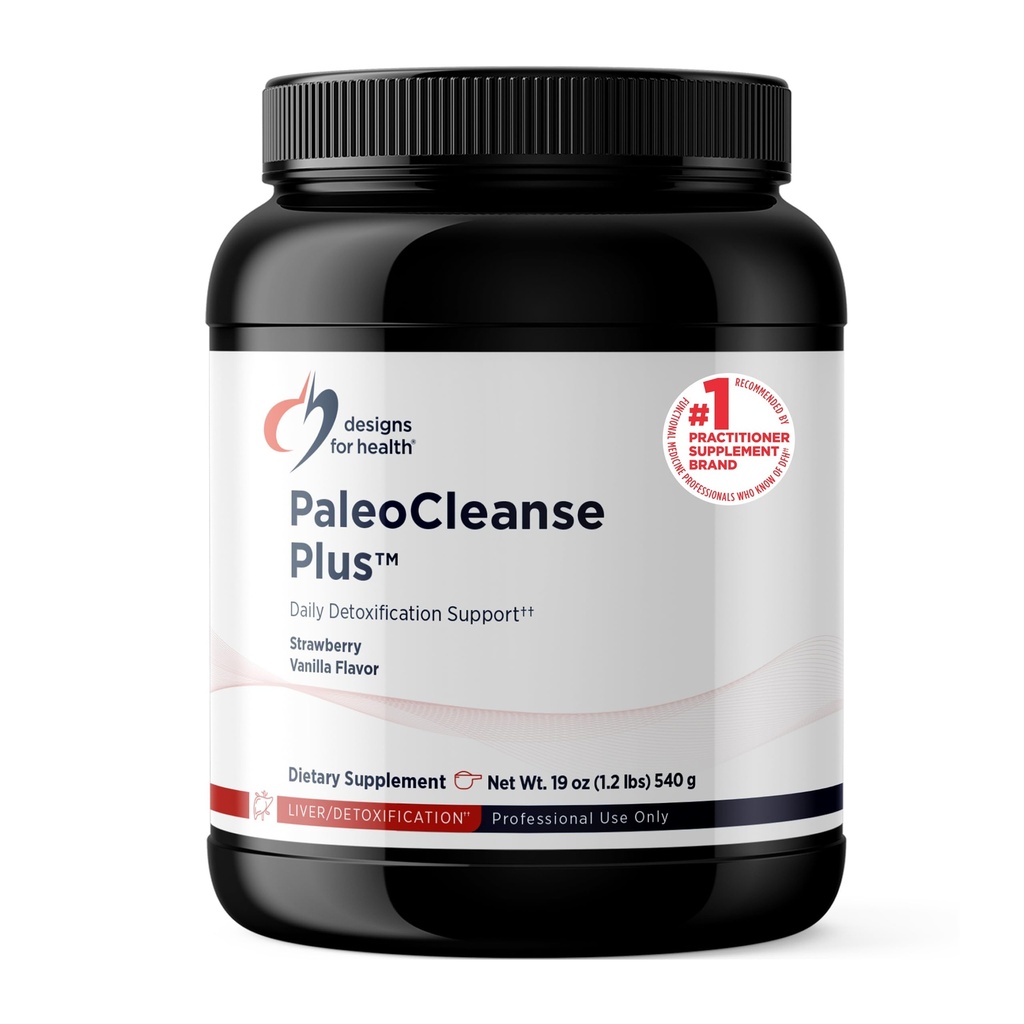 Designs for Health PaleoCleanse Plus - Αποτοξινωμένη σκόνη με 18g Πρωτεΐνες Βρώμων των οστών, Αντιοξειδωτικά Βότανα, Βιταμίνες + Ορυκτά - Smoothie Shake Drink Mix, Φράουλα-Βανίλια Γεύση (15 Servings / 540g)