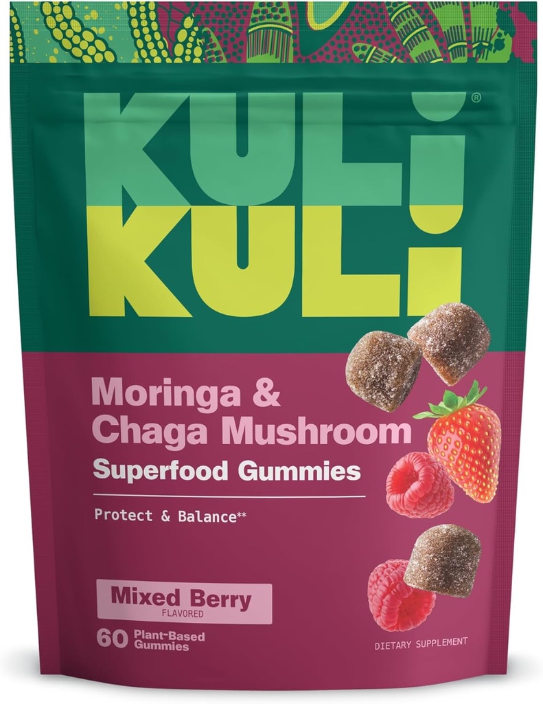 Kuli Kuli Super Energy Gummies - Ενεργειακά Συμπληρώματα με Moringa, Caffeine-Free Natural Energy Booster - 60 Μη ΓΤΟ, Χωρίς γλουτένη Moringa Gummies