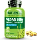 NATURELO Vegan DHA - Ωμέγα 3 Έλαιο από άλγη - Συμπλήρωμα για τον εγκέφαλο, την καρδιά, τον σύνδεσμο, την υγεία των ματιών - Παρέχει απαραίτητα λιπαρά οξέα για γυναίκες, άνδρες και παιδιά - Συμπληρώνει προγεννητικές βιταμίνες - 60 Softgels