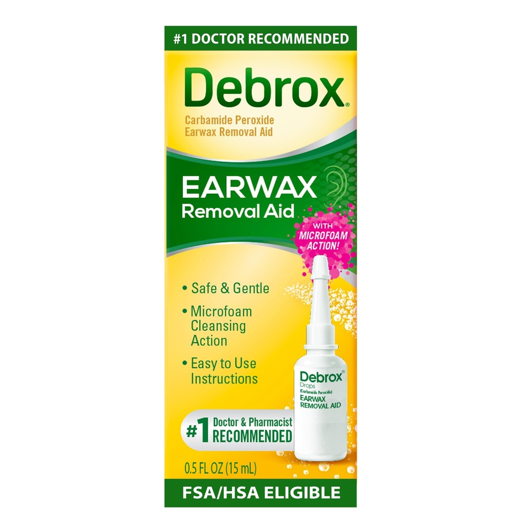 Debrox Ear Wax Removal Drops, Gentle Microfoam Ear Wax Remover with Carbamide Peroxide, 0.5 Fl Oz
