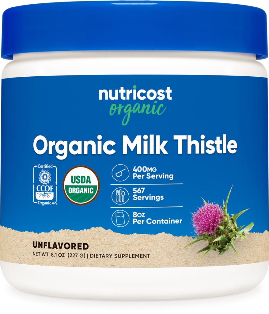 Nutricost Organic Milk Thittle (Silybum Marianum) 8 oz ανά εμπορευματοκιβώτιο (Άγευστο) - Μη ΓΤΟ, Χωρίς γλουτένη