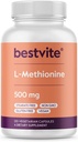 BESTVITE L-Μεθειονίνη 500mg (120 κάψουλες χορτοφάγων) - Δεν Stearates - Vegan - Μη ΓΤΟ - Χωρίς γλουτένη