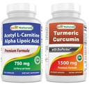 Best Naturals Acetyl L-καρνιτίνη και Alpha Lipoic Acid 750 mg & Turmeric Curcumin 1500mg/Σερβίροντας με Bioperine