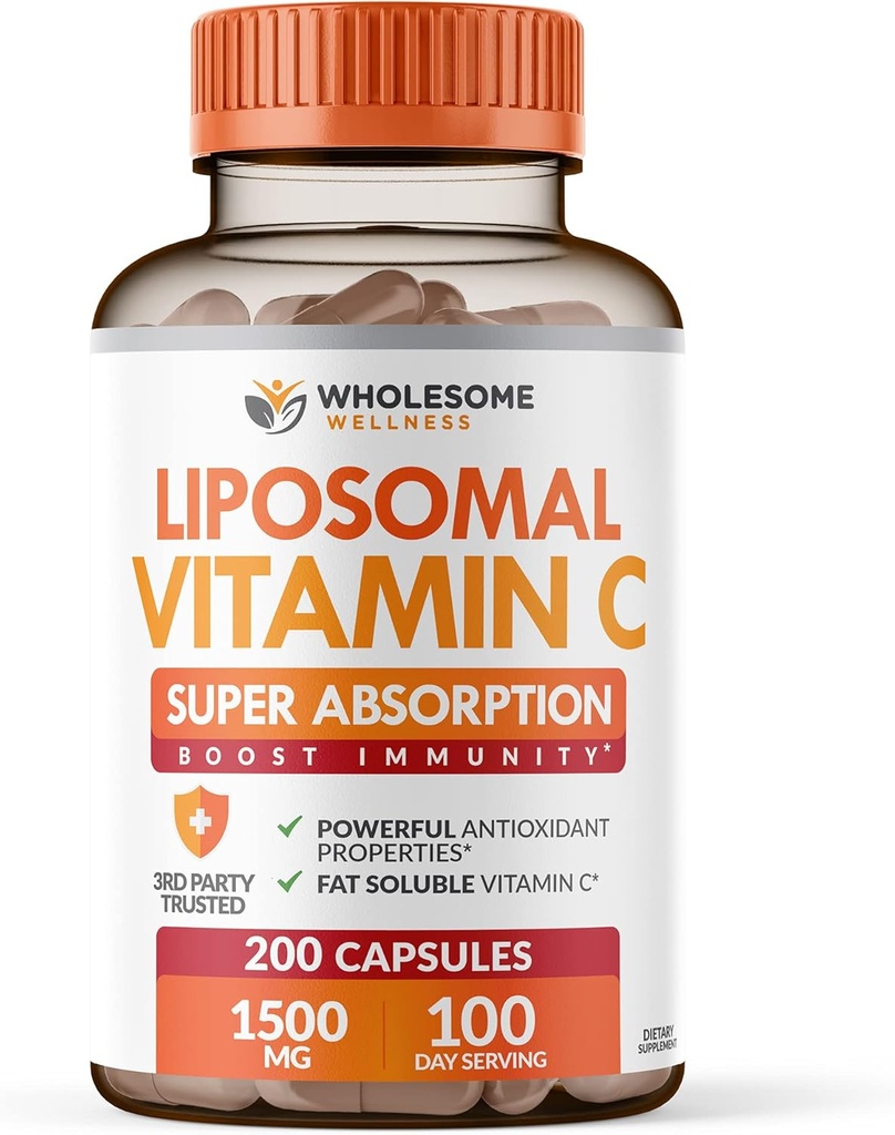 Υγιής ευεξία Liposomal Vitamin C Κάψουλες (200 χάπια 1500mg Buffered) Υψηλή Απορρόφηση, ανοσοποιητικό σύστημα & Collagen Booster, Υψηλής Δόσης λιπώδης διαλυτή ασυλία Υποστήριξη Ασκορβικό οξύ, φυσικό Vegan