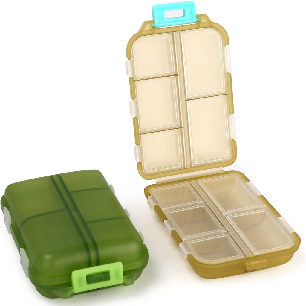 2PCS χαριτωμένο διοργανωτής χαπιών, Travel Pill Box, μικρή θήκη χαπιών, Medicine Organizer για το πορτοφόλι, με 10 διαμερίσματα για διαφορετικά φάρμακα