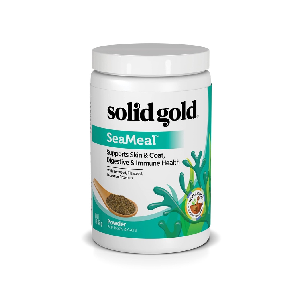 Solid Gold Cat & Dog Multivitamin Powder - Kelp Powder, Omega 3 & Vitamins for Dental, Digestive, Immune, Skin & Coat Health - Multi Vitamin for Dogs & Cats - Cat & Dog Συμπλήρωμα Πρόσθετων Τροφίμων - 1lb