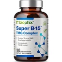 biophix Super B-15 100 Veggie Caps - Νιασίνη Ασβέστιο Χολίνη Ινοσιτόλη DMG TMG - Υποστηρίζει υγιή επίπεδα ενέργειας οξυγόνου