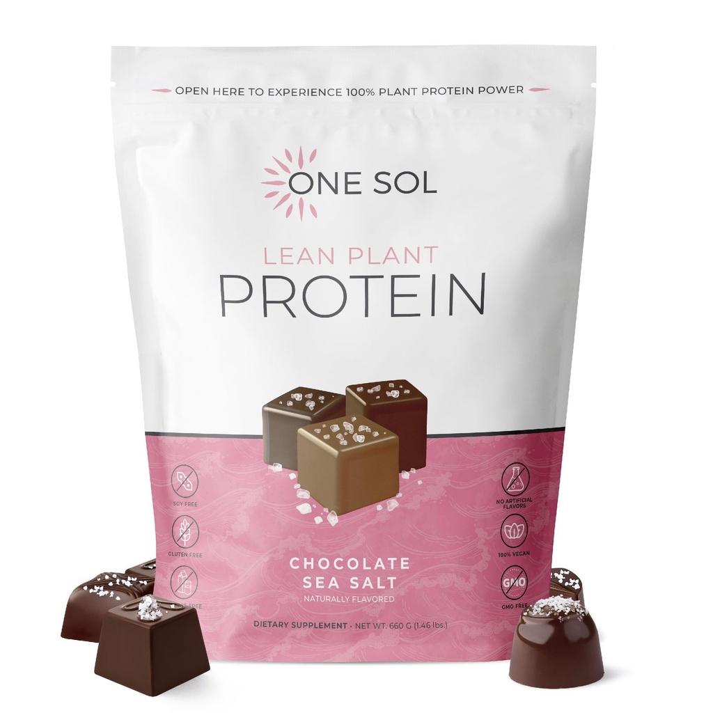 One Sol Lean Plant-based Protein Powder, Pea & Brown Rice Protein, Low Carb, Vegan Friendly - Γλουτένη, Λακτόζη, & Χωρίς σόγια - Όχι Προστιθέμενη Ζάχαρη, Μη ΓΤΟ, Καθαρή Διατροφή, Χωρίς Μπλόφα (Σακχαρώδες θαλασσινό αλάτι)