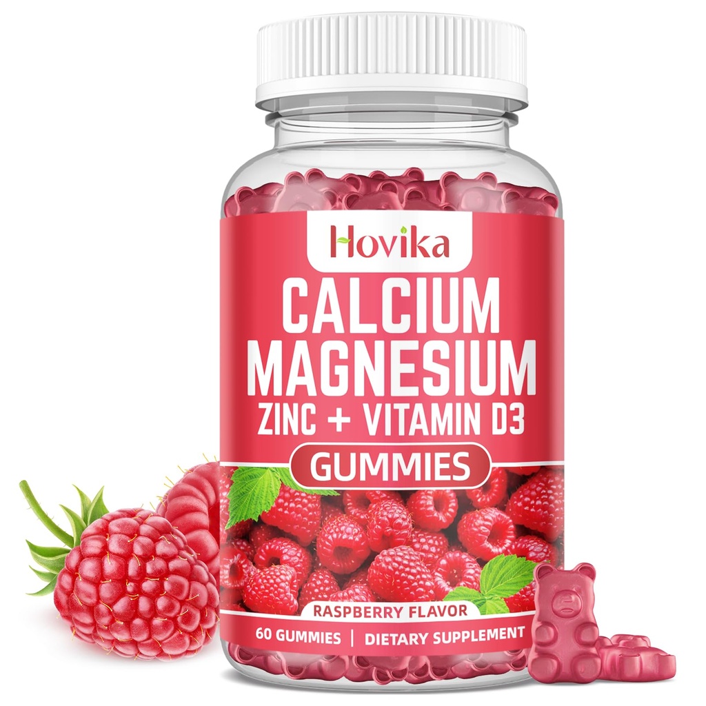 Ασβέστιο Μαγνήσιο Ψευδάργυρος Gummies με Βιταμίνη C, B6, D3, K2 - Ασβέστιο για γυναίκες & άνδρες - Ασβέστιο Μαγνήσιο Ψευδάργυρος Πολλαπλό συμπλήρωμα βιταμίνης για οστά, μύες, δόντια, ηρεμία Mood & Ανοσία - 60 Cts