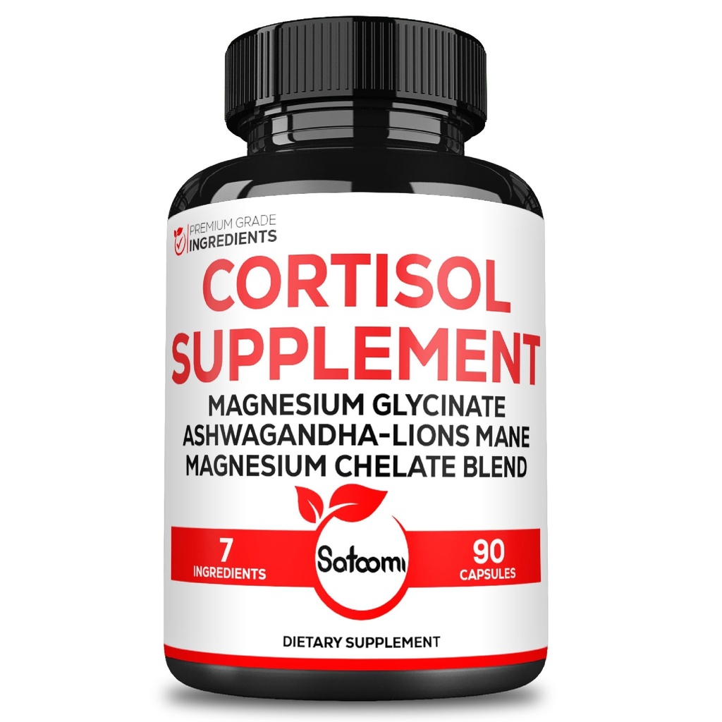 Satoomi 7in1 Cortisol συμπλήρωμα - Μαγνήσιο Γλυκινικό με Ashwagandha, Μαγνήσιο Γλυκινικό και Κιτρικό - Mood & Rest Well & Resilience - 90 Κάψουλες για 45 ημέρες