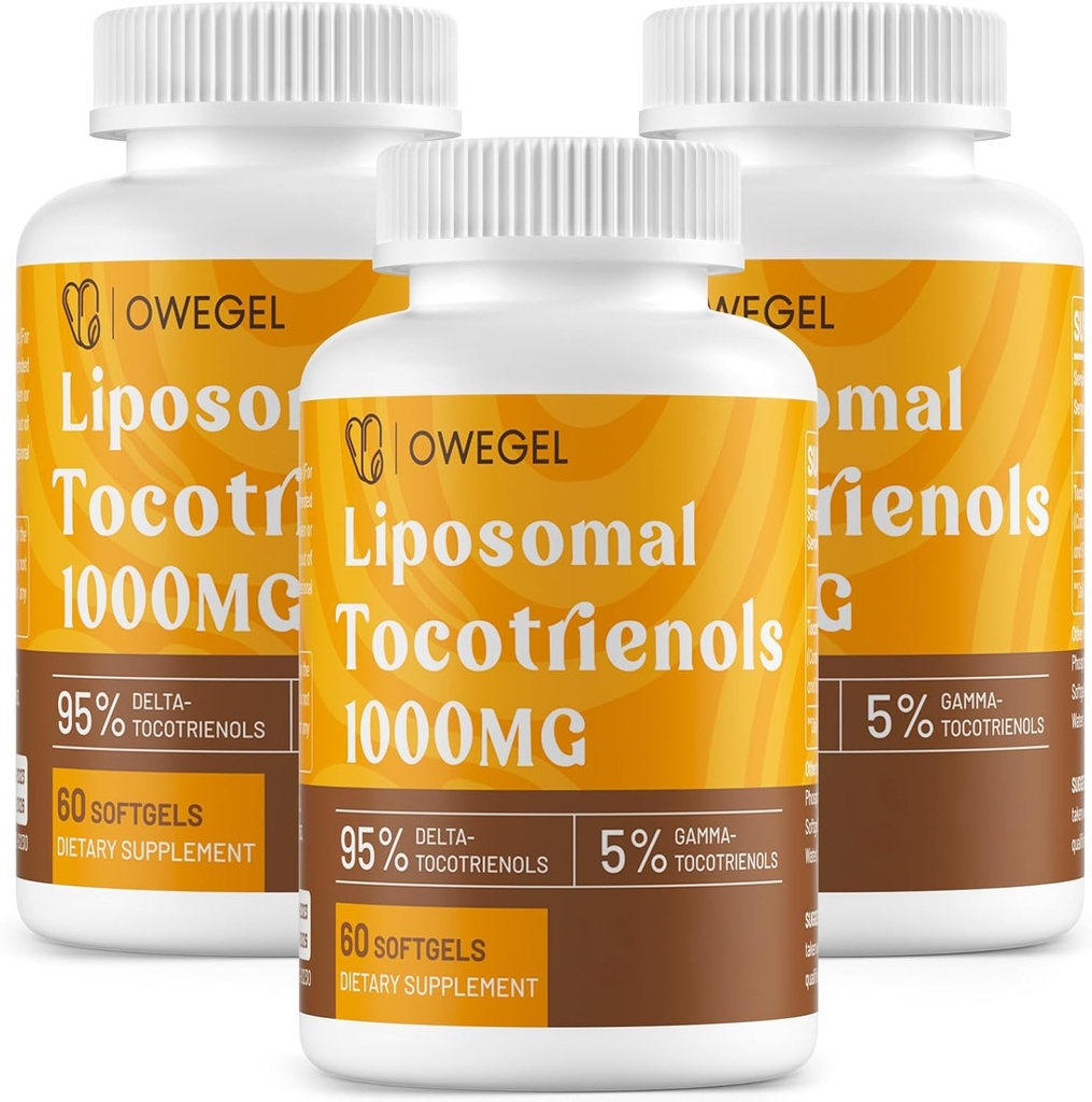 Λιποσωμικές τοκοτριενόλες 1000mg - Υψηλή βιοδιαθεσιμότητα Βιταμίνη Ε Τοκοτριενόλες Συμπληρώματα, 95% Δέλτα & 5% κάψουλες γάμμα Τοκοτριενόλης Υποστήριξη Δέρμα,Bone, Antioxidant,180 Softgels