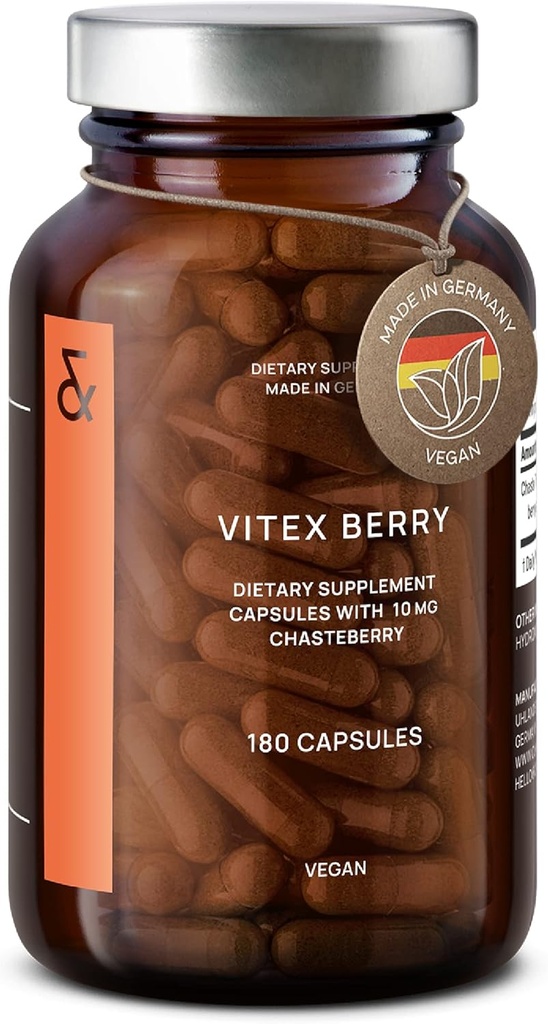 Vitex Berry - Premium Chasteberry 4:1 Extract (Vitex Agnus Castus) - Εμμηνόπαυση & Υποστήριξη PMS - Ισορροπία ορμονών για γυναίκες - 180 κάψουλες - 6 Μήνες Προμήθεια - Κατασκευάζεται στη Γερμανία