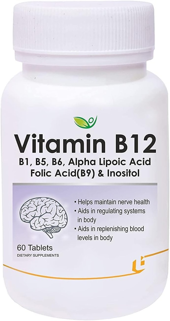 Verem Nutraceuticals Βιταμίνη B12 με B1, B5, B6, B9(Folic Acid), Alpha Lipoic Acid ALA & Inositol Συμπληρώματα 