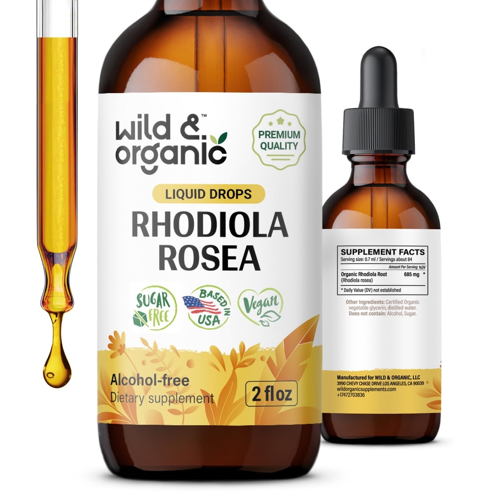 Άγρια & οργανική Rhodiola Rosea Βάμμα - Υποστήριξη Mood - Relaxing Rhodiola συμπλήρωμα - Ρίζα εκχύλισμα Υγρές σταγόνες - Vegan, Ζάχαρη & Αλκοόλ-δωρεάν - 2 fl oz