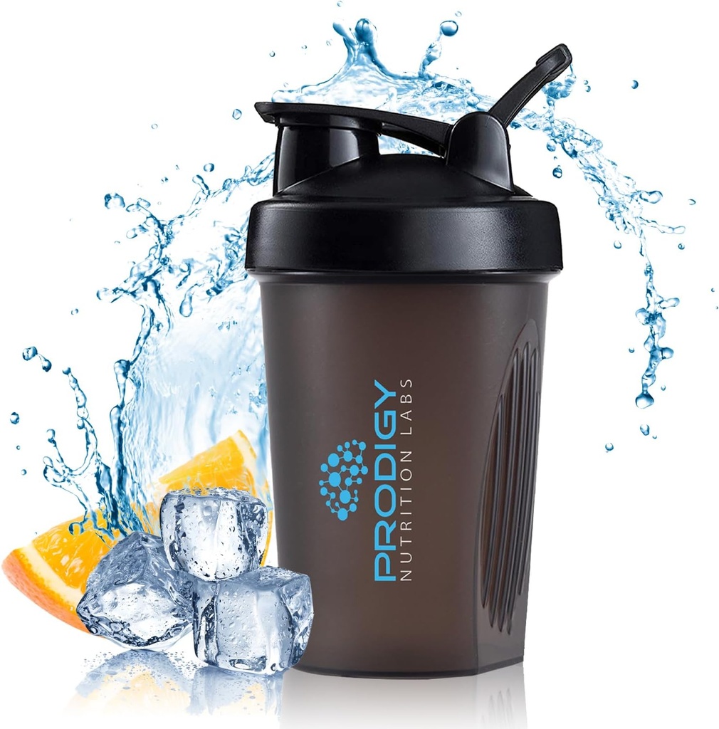 Prodigy Nutrition Labs Premium Shaker μπουκάλι Ιδανικό για πρωτεϊνικές ανακινήσεις και προ προπόνηση - 14 ουγγιά (μαύρο)